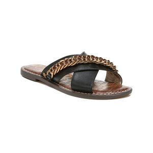 NWT SAM EDELMAN Womens Black Strap Chain Gabrie  Leather Slide Sandals 6.5 M